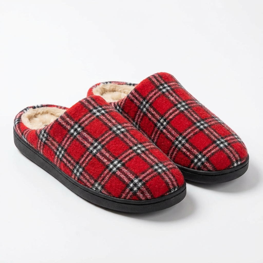Chaussons D'hiver Doux & Antidérapants Gyios - Pantoufles Confort Classiques Hommes/Femmes - Rouge, Taille 25.5-26