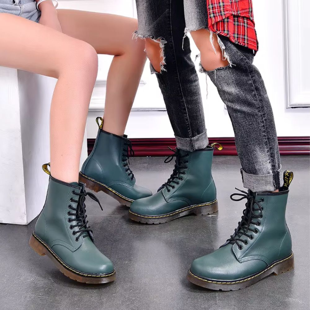 Bottes style Dr. Martens en cuir véritable unisexes