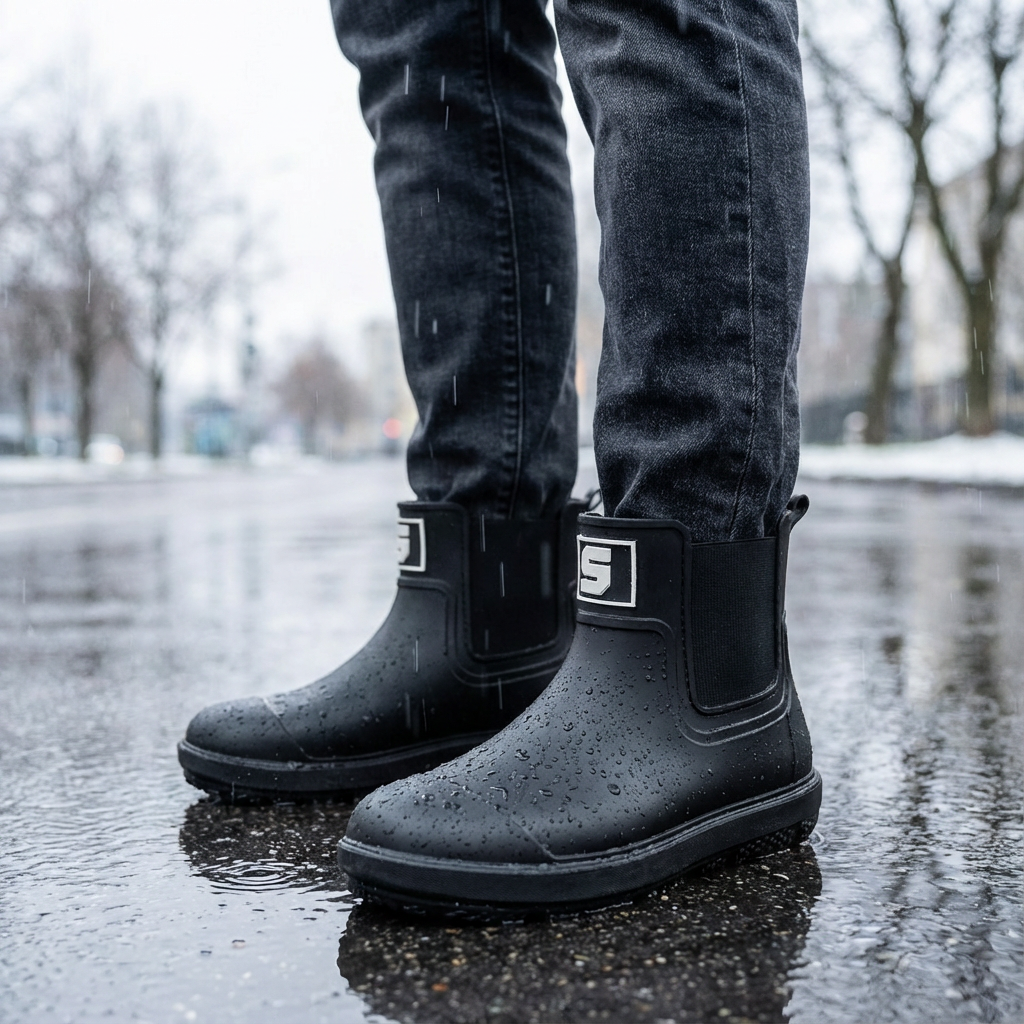 Bottes de Pluie Homme – Bottines Courtes Imperméables Style Chelsea