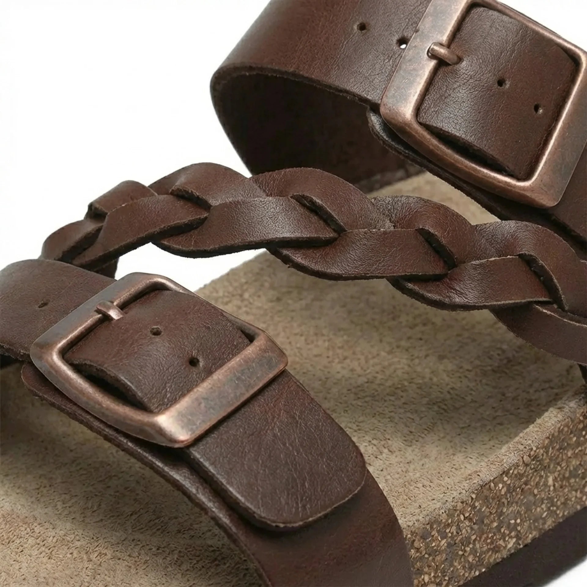 Sandales Femme Confort Tressées à Boucles