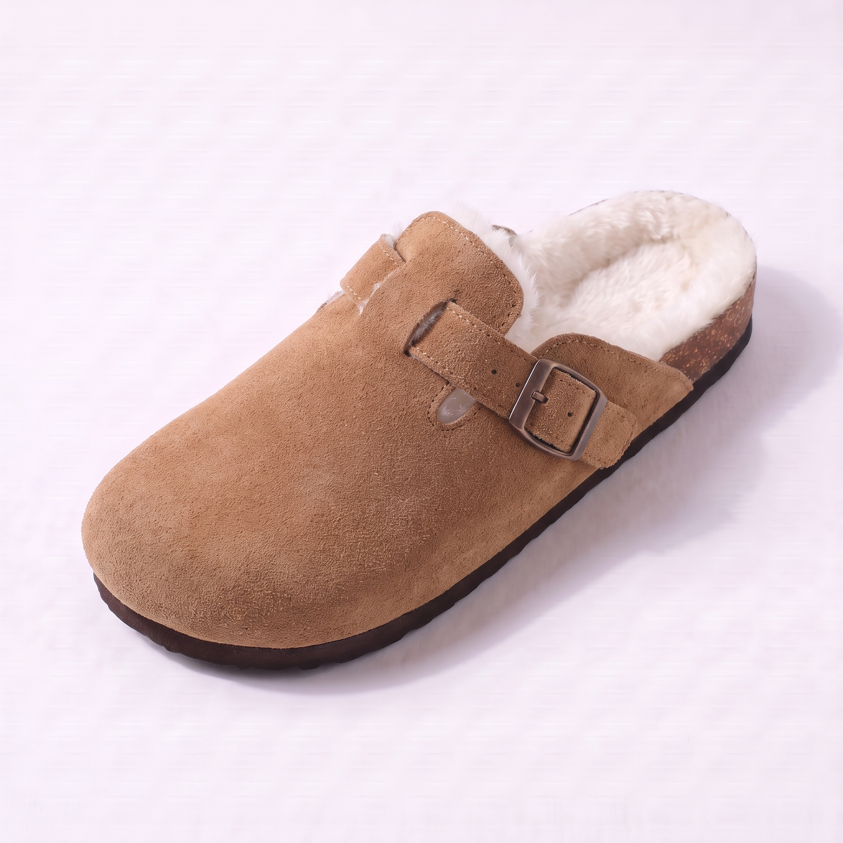 Sabot fourré Stockholm en daim marron