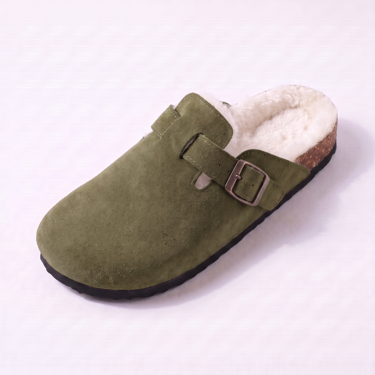 Sabot fourré Stockholm en daim vert