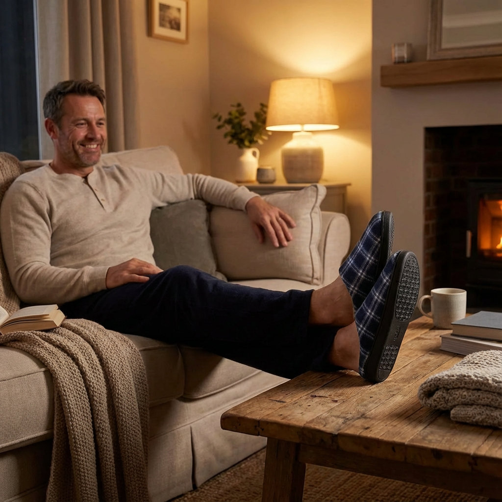 Pantoufles fourrés Homme  – Chaussons d’Intérieur Antidérapants