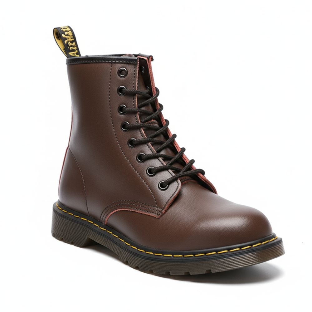 Bottes style Dr. Martens en cuir véritable unisexes