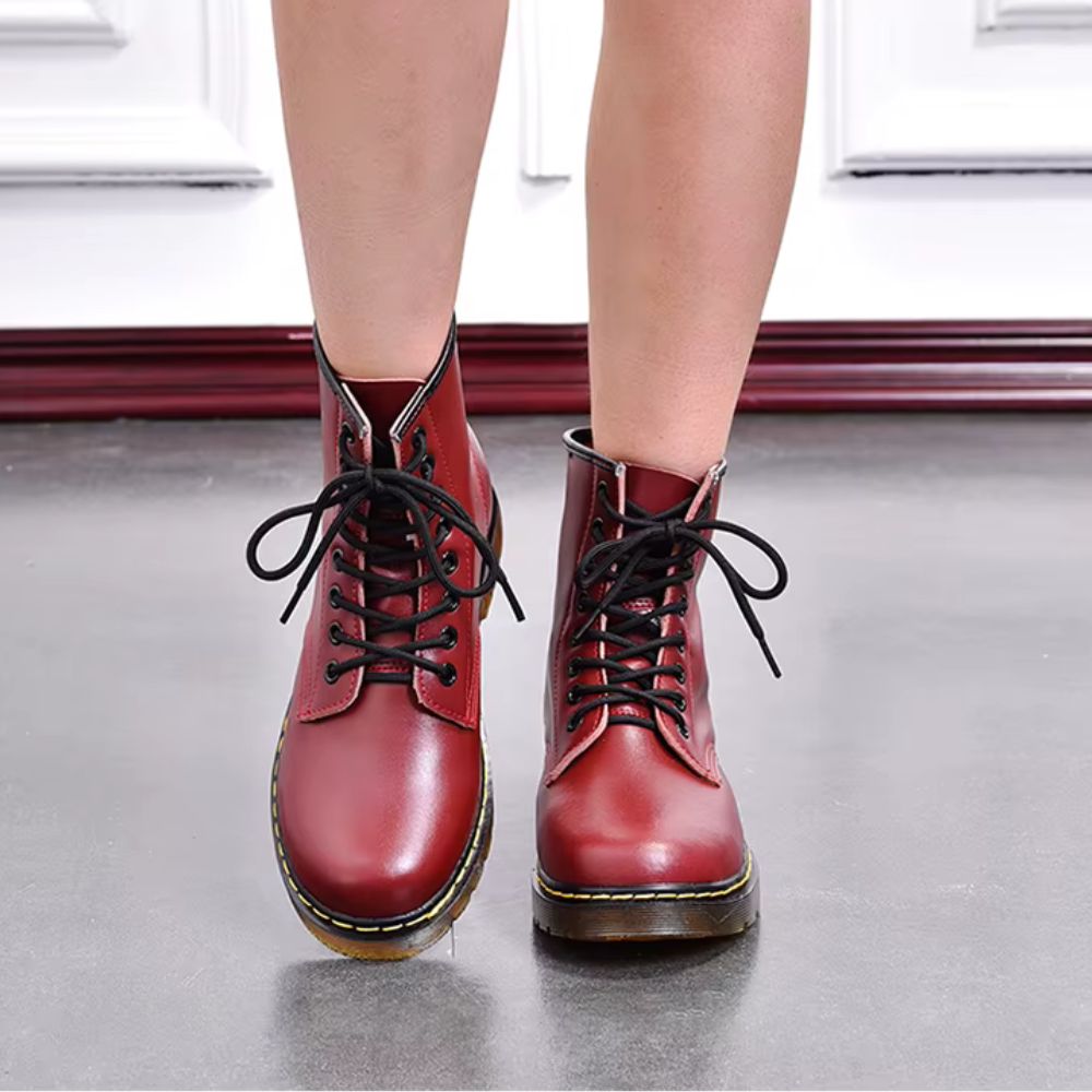 Bottes style Dr. Martens en cuir véritable unisexes