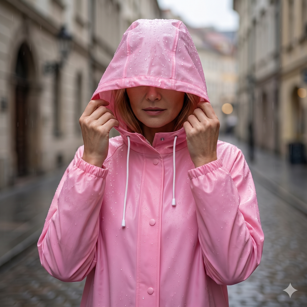 Capuche réglable de la veste de pluie longue