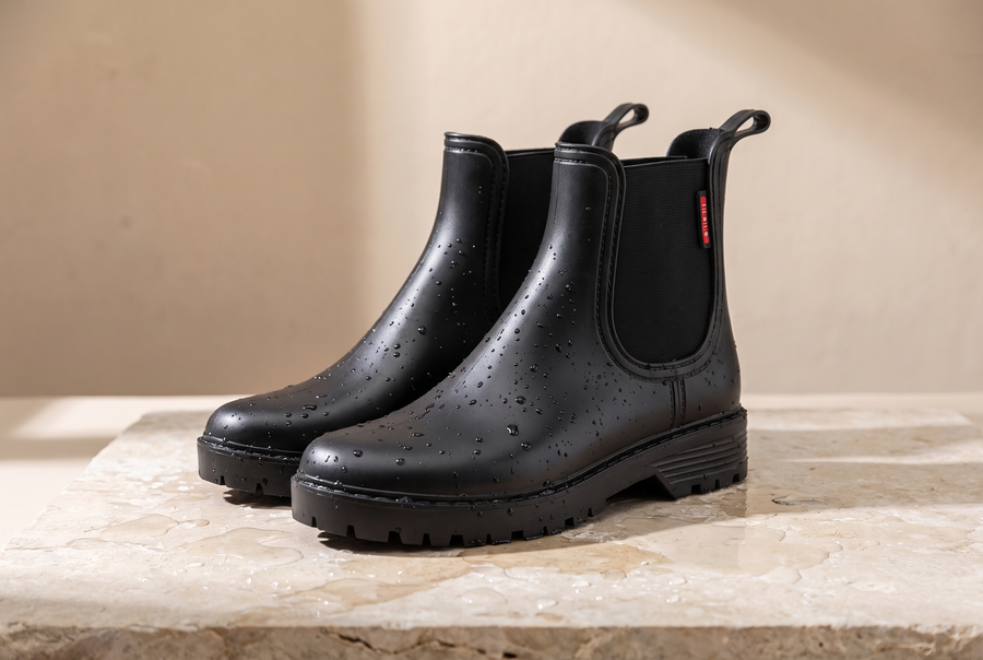 Bottines de pluie Luna en PVC, finitions et semelle crantée