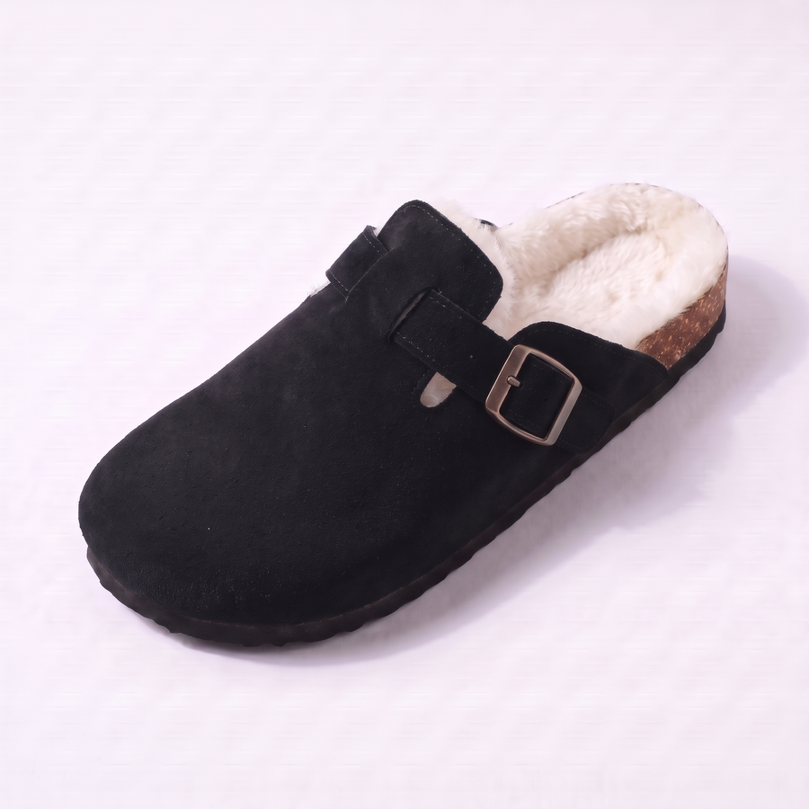Sabot fourré Stockholm en daim noir
